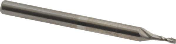 OSG - 3/64", 9/64" LOC, 1/8" Shank Diam, 1-1/2" OAL, 2 Flute, Solid Carbide Square End Mill - Single End, Uncoated, Spiral Flute, 30° Helix, Centercutting, Right Hand Cut, Right Hand Flute, Series 402 - Eagle Tool & Supply