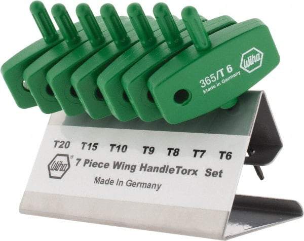 Wiha - 7 Piece T6 to T20 Wing Handle Torx Key Set - T6, T7, T8, T9, T10, T15, T20 Torx Size - Eagle Tool & Supply