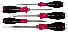 Wiha - 5 Piece Phillips & Slotted Screwdriver Set - Round Shank, Ergonomic Handle - Eagle Tool & Supply