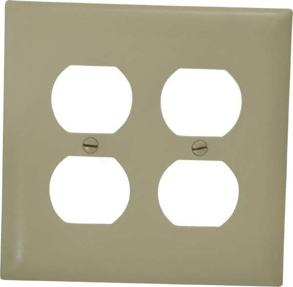 Pass & Seymour - 2 Gang, 4-11/16 Inch Long x 2-15/16 Inch Wide, Standard Outlet Wall Plate - Duplex Outlet, Ivory, Nylon - Eagle Tool & Supply