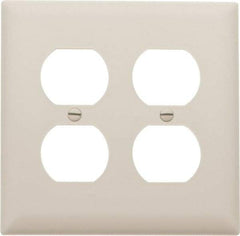 Pass & Seymour - 2 Gang, 4-11/16 Inch Long x 2-15/16 Inch Wide, Standard Outlet Wall Plate - Duplex Outlet, Light Almond, Nylon - Eagle Tool & Supply