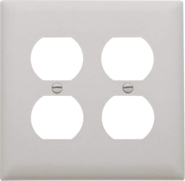 Pass & Seymour - 2 Gang, 4-11/16 Inch Long x 2-15/16 Inch Wide, Standard Outlet Wall Plate - Duplex Outlet, White, Nylon - Eagle Tool & Supply