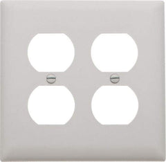 Pass & Seymour - 2 Gang, 4-11/16 Inch Long x 2-15/16 Inch Wide, Standard Outlet Wall Plate - Duplex Outlet, White, Nylon - Eagle Tool & Supply