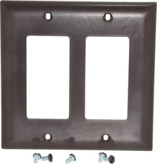 Pass & Seymour - 2 Gang, 4-3/4 Inch Long x 4-11/16 Inch Wide, Standard Switch Plate - Decorator Switch, Brown, Nylon - Eagle Tool & Supply