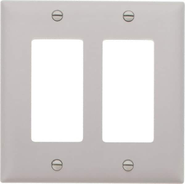 Pass & Seymour - 2 Gang, 4-3/4 Inch Long x 4-11/16 Inch Wide, Standard Switch Plate - Decorator Switch, Gray, Nylon - Eagle Tool & Supply