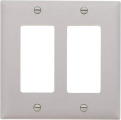 Pass & Seymour - 2 Gang, 4-3/4 Inch Long x 4-11/16 Inch Wide, Standard Switch Plate - Decorator Switch, Gray, Nylon - Eagle Tool & Supply