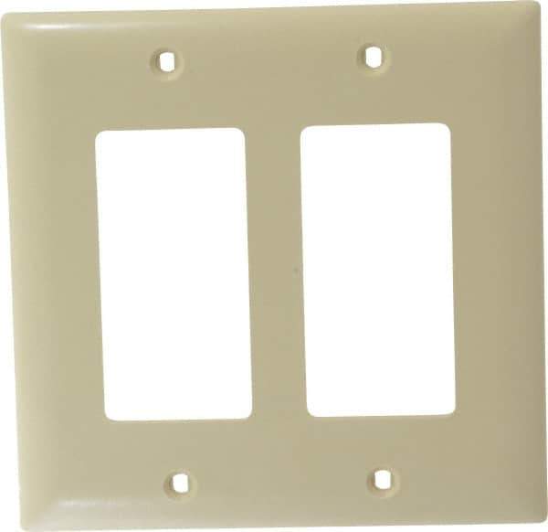 Pass & Seymour - 2 Gang, 4-3/4 Inch Long x 4-11/16 Inch Wide, Standard Switch Plate - Decorator Switch, Ivory, Nylon - Eagle Tool & Supply