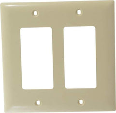 Pass & Seymour - 2 Gang, 4-3/4 Inch Long x 4-11/16 Inch Wide, Standard Switch Plate - Decorator Switch, Ivory, Nylon - Eagle Tool & Supply