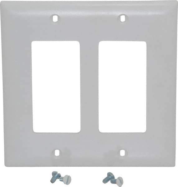 Pass & Seymour - 2 Gang, 4-3/4 Inch Long x 4-11/16 Inch Wide, Standard Switch Plate - Decorator Switch, White, Nylon - Eagle Tool & Supply