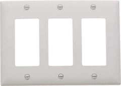 Pass & Seymour - 3 Gang, 4-1/2 Inch Long x 6.563 Inch Wide, Standard Switch Plate - Decorator Switch, White, Nylon - Eagle Tool & Supply