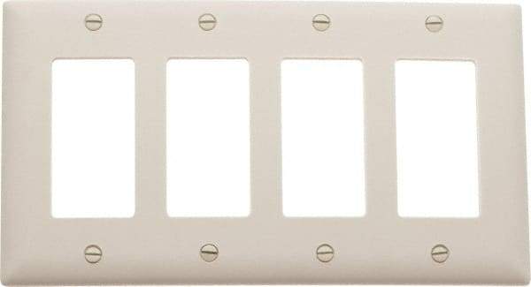 Pass & Seymour - 4 Gang, 4-1/2 Inch Long x 8-3/8 Inch Wide, Standard Switch Plate - Decorator Switch, Light Almond, Nylon - Eagle Tool & Supply