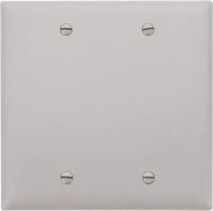 Pass & Seymour - 2 Gang, 4-3/4 Inch Long x 4-11/16 Inch Wide, Standard Blank Wall Plate - Blank, Gray, Nylon - Eagle Tool & Supply