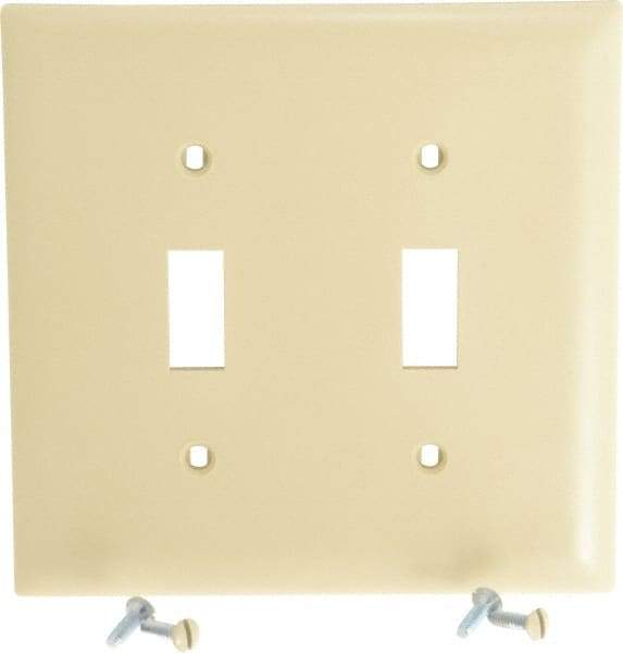 Pass & Seymour - 2 Gang, 4-3/4 Inch Long x 4-11/16 Inch Wide, Standard Switch Plate - Toggle Switch, Ivory, Nylon - Eagle Tool & Supply