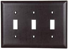 Pass & Seymour - 3 Gang, 4-1/2 Inch Long x 6.563 Inch Wide, Standard Switch Plate - Toggle Switch, Brown, Nylon - Eagle Tool & Supply