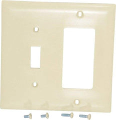 Pass & Seymour - 2 Gang, 4-1/2 Inch Long x 4-3/4 Inch Wide, Standard Combination Wall Plate - One Toggle Switch/One Decorator Switch, Ivory, Nylon - Eagle Tool & Supply