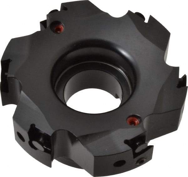 Kennametal - 6 Inserts, 4" Cut Diam, 1-1/4" Arbor Diam, 0.394" Max Depth of Cut, Indexable Square-Shoulder Face Mill - 0/90° Lead Angle, 1-3/4" High, BGHX 15L5... Insert Compatibility, Through Coolant, Series Fix-Perfect - Eagle Tool & Supply