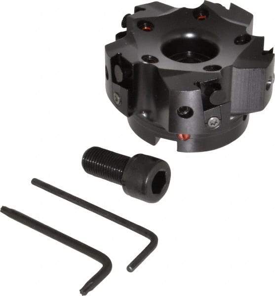 Kennametal - 5 Inserts, 3" Cut Diam, 1" Arbor Diam, 0.394" Max Depth of Cut, Indexable Square-Shoulder Face Mill - 0/90° Lead Angle, 1-3/4" High, BGHX 15L5... Insert Compatibility, Through Coolant, Series Fix-Perfect - Eagle Tool & Supply