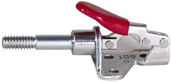 De-Sta-Co - 16,000 Lb Load Capacity, Flanged Base, Carbon Steel, Standard Straight Line Action Clamp - 4 Mounting Holes, 0.41" Mounting Hole Diam, 0.99" Plunger Diam, Straight Handle - Eagle Tool & Supply