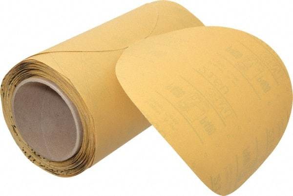 3M - 8" Diam, 400 Grit FEPA, Aluminum Oxide Adhesive PSA Disc - Extra Fine Grade, Gold, A Weighted Backing, Flexible, Use with Random Orbital Sanders - Eagle Tool & Supply