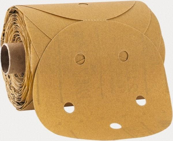 3M - 5" Diam, 240 Grit FEPA, Aluminum Oxide Adhesive PSA Disc - Very Fine Grade, Gold, A Weighted Backing, Flexible, Use with Random Orbital Sanders - Eagle Tool & Supply