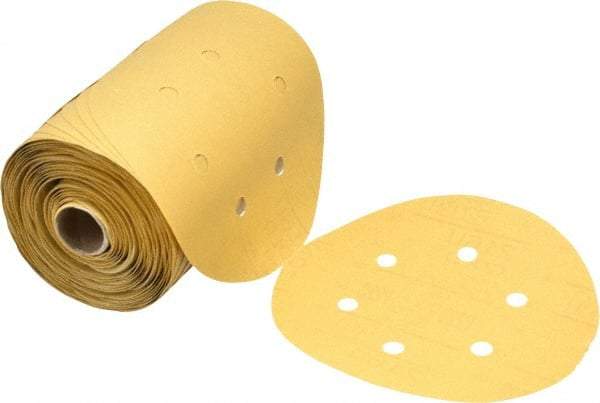 3M - 6" Diam, 220 Grit FEPA, Aluminum Oxide Adhesive PSA Disc - Very Fine Grade, Gold, A Weighted Backing, Flexible, Use with Random Orbital Sanders - Eagle Tool & Supply