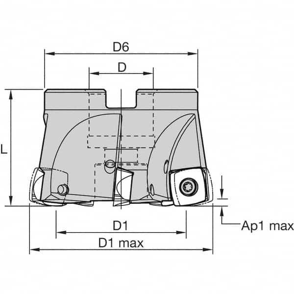 Kennametal - 2-1/2" Cut Diam, 1" Arbor Hole Diam, Indexable Square-Shoulder Face Mill - Eagle Tool & Supply