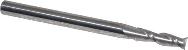 Accupro - 3.5mm, 12mm LOC, 4mm Shank Diam, 50mm OAL, 2 Flute, Solid Carbide Square End Mill - Single End, Uncoated, Spiral Flute, 40° Helix, Centercutting, Right Hand Cut, Right Hand Flute - Eagle Tool & Supply