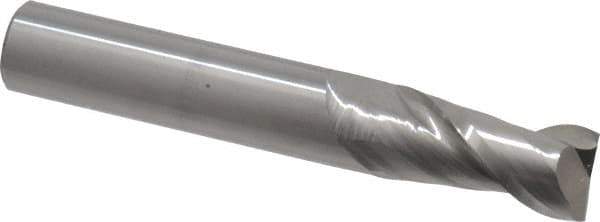 Accupro - 12mm, 25mm LOC, 12mm Shank Diam, 76mm OAL, 2 Flute, Solid Carbide Square End Mill - Single End, Uncoated, Spiral Flute, 40° Helix, Centercutting, Right Hand Cut, Right Hand Flute - Eagle Tool & Supply