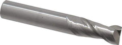 Accupro - 12mm, 25mm LOC, 12mm Shank Diam, 76mm OAL, 2 Flute, Solid Carbide Square End Mill - Single End, Uncoated, Spiral Flute, 40° Helix, Centercutting, Right Hand Cut, Right Hand Flute - Eagle Tool & Supply
