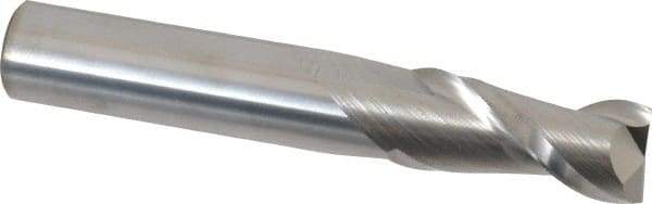 Accupro - 14mm, 32mm LOC, 14mm Shank Diam, 89mm OAL, 2 Flute, Solid Carbide Square End Mill - Single End, Uncoated, Spiral Flute, 40° Helix, Centercutting, Right Hand Cut, Right Hand Flute - Eagle Tool & Supply