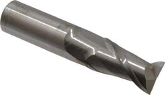 Accupro - 20mm, 38mm LOC, 20mm Shank Diam, 100mm OAL, 2 Flute, Solid Carbide Square End Mill - Single End, Uncoated, Spiral Flute, 40° Helix, Centercutting, Right Hand Cut, Right Hand Flute - Eagle Tool & Supply