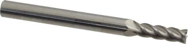 Accupro - 5mm, 16mm LOC, 6mm Shank Diam, 63mm OAL, 4 Flute, Solid Carbide Square End Mill - Single End, Uncoated, Spiral Flute, 40° Helix, Centercutting, Right Hand Cut, Right Hand Flute - Eagle Tool & Supply