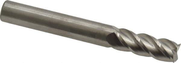 Accupro - 8mm, 20mm LOC, 8mm Shank Diam, 63mm OAL, 4 Flute, Solid Carbide Square End Mill - Single End, Uncoated, Spiral Flute, 40° Helix, Centercutting, Right Hand Cut, Right Hand Flute - Eagle Tool & Supply