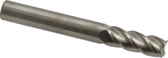 Accupro - 8mm, 20mm LOC, 8mm Shank Diam, 63mm OAL, 4 Flute, Solid Carbide Square End Mill - Single End, Uncoated, Spiral Flute, 40° Helix, Centercutting, Right Hand Cut, Right Hand Flute - Eagle Tool & Supply