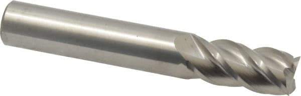 Accupro - 12mm, 25mm LOC, 12mm Shank Diam, 76mm OAL, 4 Flute, Solid Carbide Square End Mill - Single End, Uncoated, Spiral Flute, 40° Helix, Centercutting, Right Hand Cut, Right Hand Flute - Eagle Tool & Supply