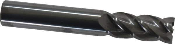 Accupro - 14mm, 32mm LOC, 14mm Shank Diam, 89mm OAL, 4 Flute, Solid Carbide Square End Mill - Single End, Uncoated, Spiral Flute, 40° Helix, Centercutting, Right Hand Cut, Right Hand Flute - Eagle Tool & Supply