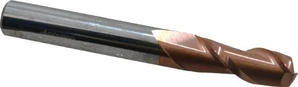 Accupro - 8mm, 20mm LOC, 8mm Shank Diam, 63mm OAL, 2 Flute, Solid Carbide Square End Mill - Single End, TiCN Finish, Spiral Flute, 40° Helix, Centercutting, Right Hand Cut, Right Hand Flute - Eagle Tool & Supply