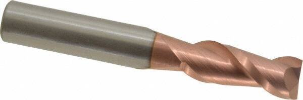 Accupro - 10mm, 25mm LOC, 10mm Shank Diam, 2-3/4" OAL, 2 Flute, Solid Carbide Square End Mill - Single End, TiCN Finish, Spiral Flute, 40° Helix, Centercutting, Right Hand Cut, Right Hand Flute - Eagle Tool & Supply
