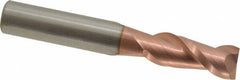 Accupro - 10mm, 25mm LOC, 10mm Shank Diam, 2-3/4" OAL, 2 Flute, Solid Carbide Square End Mill - Single End, TiCN Finish, Spiral Flute, 40° Helix, Centercutting, Right Hand Cut, Right Hand Flute - Eagle Tool & Supply