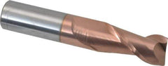 Accupro - 18mm, 38mm LOC, 18mm Shank Diam, 100mm OAL, 2 Flute, Solid Carbide Square End Mill - Single End, TiCN Finish, Spiral Flute, 40° Helix, Centercutting, Right Hand Cut, Right Hand Flute - Eagle Tool & Supply