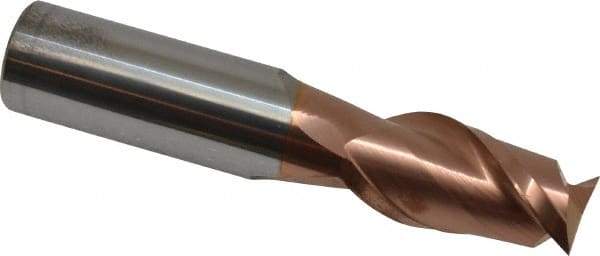 Accupro - 20mm, 38mm LOC, 20mm Shank Diam, 100mm OAL, 2 Flute, Solid Carbide Square End Mill - Single End, TiCN Finish, Spiral Flute, 40° Helix, Centercutting, Right Hand Cut, Right Hand Flute - Eagle Tool & Supply