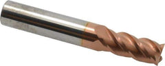 Accupro - 11mm, 25mm LOC, 12mm Shank Diam, 76mm OAL, 4 Flute, Solid Carbide Square End Mill - Single End, TiCN Finish, Spiral Flute, 40° Helix, Centercutting, Right Hand Cut, Right Hand Flute - Eagle Tool & Supply
