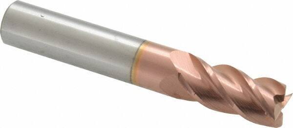 Accupro - 12mm, 25mm LOC, 12mm Shank Diam, 76mm OAL, 4 Flute, Solid Carbide Square End Mill - Single End, TiCN Finish, Spiral Flute, 40° Helix, Centercutting, Right Hand Cut, Right Hand Flute - Eagle Tool & Supply