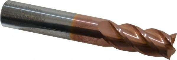 Accupro - 14mm, 32mm LOC, 14mm Shank Diam, 89mm OAL, 4 Flute, Solid Carbide Square End Mill - Single End, TiCN Finish, Spiral Flute, 40° Helix, Centercutting, Right Hand Cut, Right Hand Flute - Eagle Tool & Supply