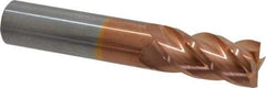 Accupro - 18mm, 38mm LOC, 18mm Shank Diam, 92mm OAL, 4 Flute, Solid Carbide Square End Mill - Single End, TiCN Finish, Spiral Flute, 40° Helix, Centercutting, Right Hand Cut, Right Hand Flute - Eagle Tool & Supply