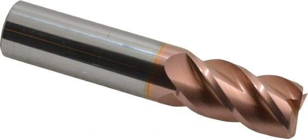 Accupro - 20mm, 38mm LOC, 20mm Shank Diam, 92mm OAL, 4 Flute, Solid Carbide Square End Mill - Single End, TiCN Finish, Spiral Flute, 40° Helix, Centercutting, Right Hand Cut, Right Hand Flute - Eagle Tool & Supply