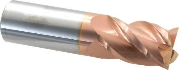Accupro - 25mm, 38mm LOC, 25mm Shank Diam, 92mm OAL, 4 Flute, Solid Carbide Square End Mill - Single End, TiCN Finish, Spiral Flute, 40° Helix, Centercutting, Right Hand Cut, Right Hand Flute - Eagle Tool & Supply