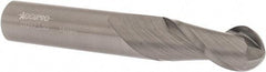 Accupro - 14mm Diam, 32mm LOC, 2 Flute Solid Carbide Ball End Mill - Uncoated, Single End, 89mm OAL, 14mm Shank Diam, Spiral Flute - Eagle Tool & Supply