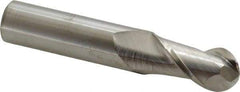 Accupro - 16mm Diam, 32mm LOC, 2 Flute Solid Carbide Ball End Mill - Uncoated, Single End, 89mm OAL, 16mm Shank Diam, Spiral Flute - Eagle Tool & Supply
