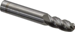 Accupro - 11mm Diam, 25mm LOC, 4 Flute Solid Carbide Ball End Mill - Uncoated, Single End, 76mm OAL, 12mm Shank Diam, Spiral Flute - Eagle Tool & Supply
